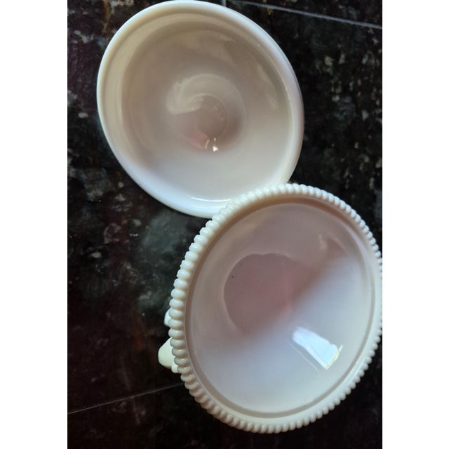 Mid 20th Century Mid-20th Century Coastal Westmoreland Pink Milk Glass "Argonaut" Covered Candy Dish For Sale - Image 5 of 7