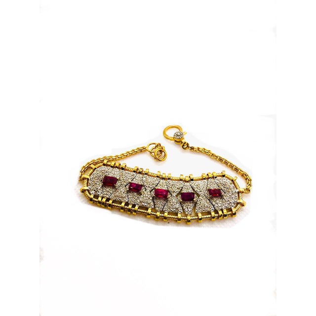 Bochic "Vintage Retro" Natural Rubies & Diamonds Set In 18K Gold & Silver For Sale In New York - Image 6 of 18