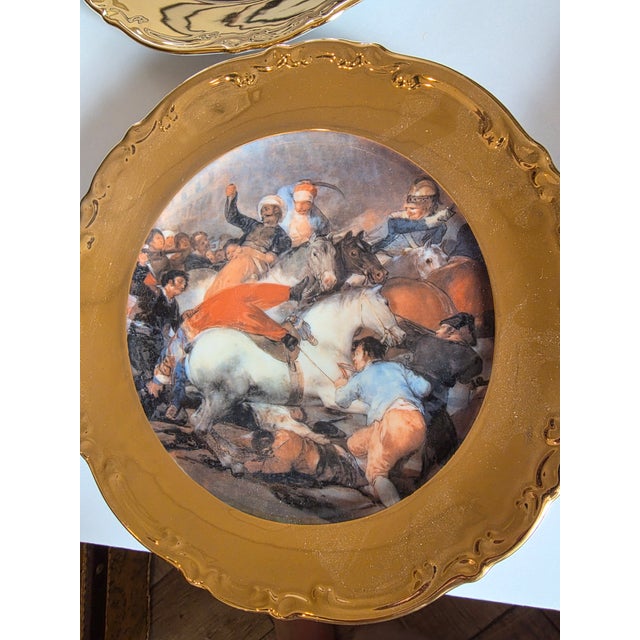 Six Old Master Renaissance Art Cabinet Plates With Gold Exterior Rims For Sale - Image 11 of 14