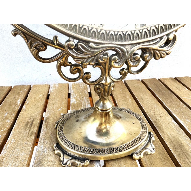 Rococo Vintage Hollywood Regency Rococo Revival Brass Vanity Mirror, 1960s For Sale - Image 3 of 9