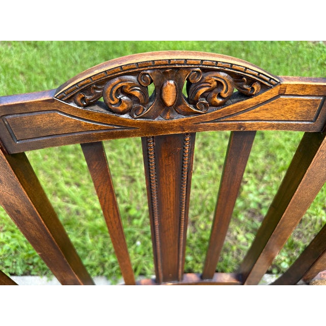 Brown Antique Early 20th Century Carved Oak Jacobean Revival Side Dining Chairs-Set of 4 For Sale - Image 8 of 12