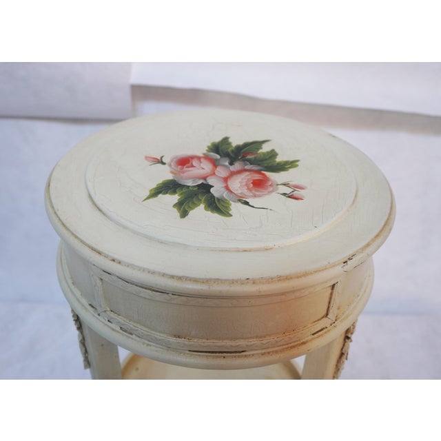 Ivory Round Side Table With Drawer and Removable Tray Top For Sale - Image 8 of 14