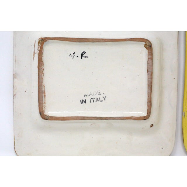 Vintage Italian Square White/Gold and Yellow/Gold Ceramic Made in Italy Ashtrays - a Pair For Sale - Image 11 of 12