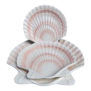 Vintage Otagiri Japanese Blush Pink Ceramic Scallop Shell Dish Set of 3 — Coastal Decor