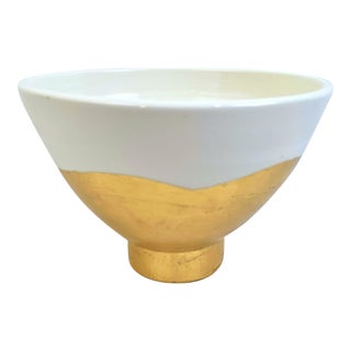 Contemporary Abigails Italian Pottery Cream and Gold Bowl For Sale