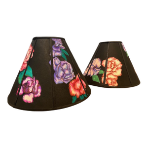 Pair of Hand Painted Silk Lampshades