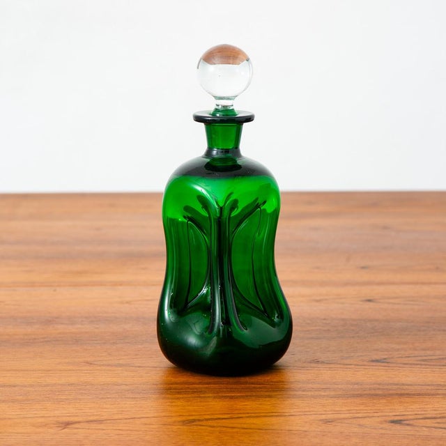 Mid 20th Century Modern Art Glass Studio Decanter Green Barware Holmegaard Kluk For Sale In Sacramento - Image 6 of 12