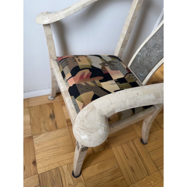 Metal 1980's Vintage Tessellated Stone Flared Arm Chair For Sale - Image 7 of 15