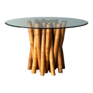 Vintage Sculptural Bamboo Pedestal Dining Table, Attributed to Budji Layug For Sale
