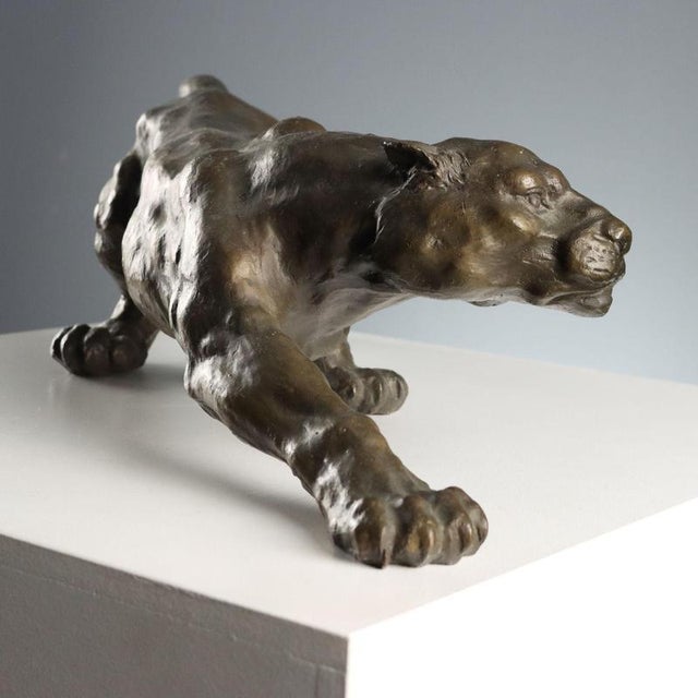 Brown Bronze Panther Figurine For Sale - Image 8 of 10