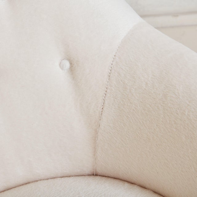 Off-White Alpaca Sofa with Wood Details, Denmark 1960s For Sale - Image 9 of 11