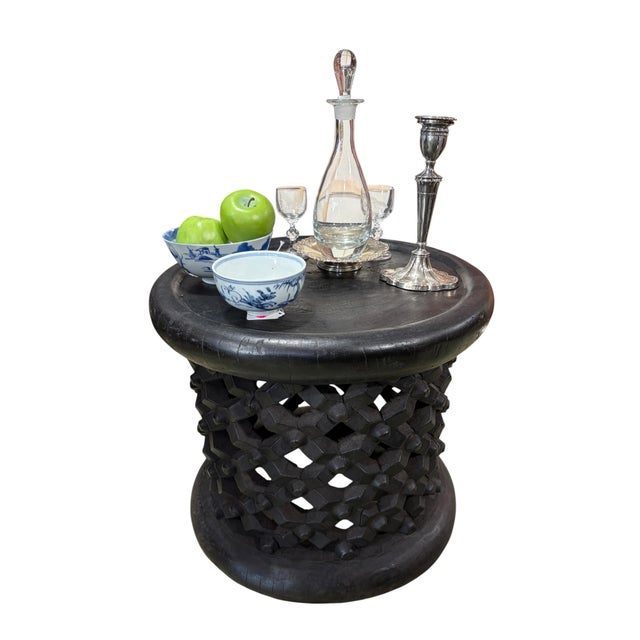 Tribal Vintage Lg Tribal Nobility Bamileke Spider Stool/Table Cameroon 17" H For Sale - Image 3 of 7