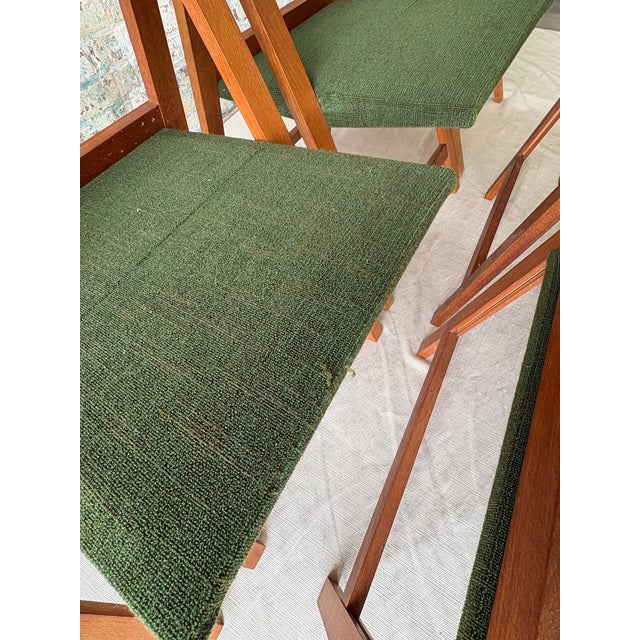 Set of 6 Mid Century Modern Teak Folding Dining Chairs With Green Upholstery For Sale - Image 11 of 11