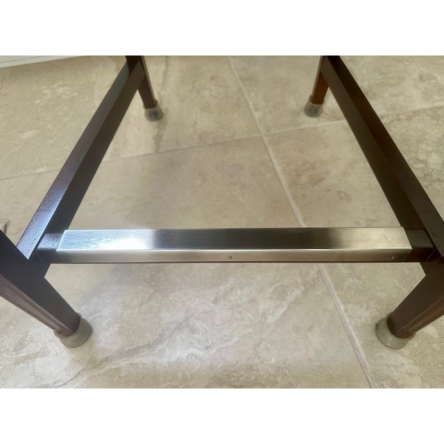 Hickory Furniture Mahogany Isla Counter Stools (Set of 3) With Figure 8 Panels Attributed to Hickory Chair For Sale - Image 4 of 4
