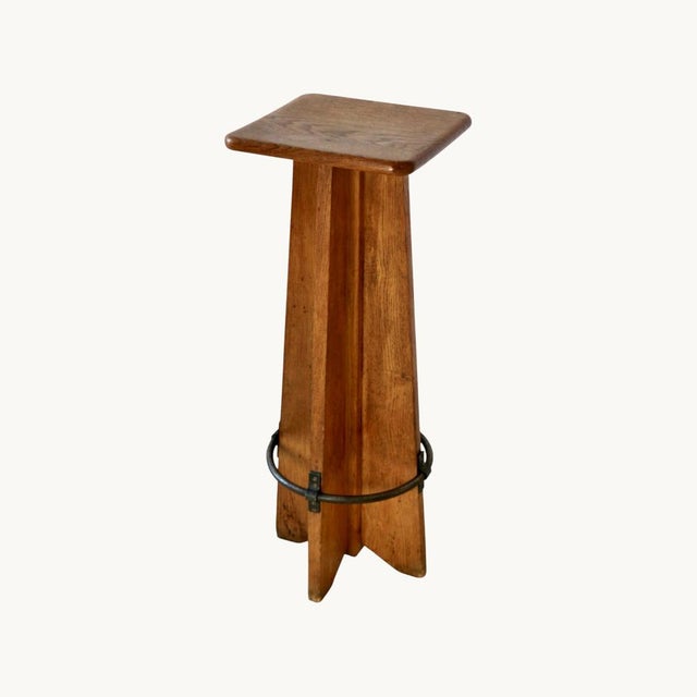 1950s Vintage French Oak Stools, 1950s, Set of 4 For Sale - Image 5 of 8