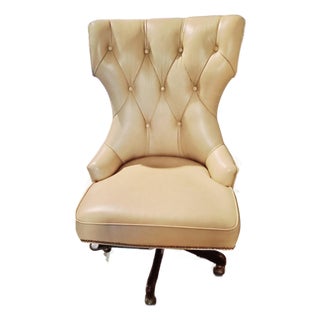 Neiman Marcus Hooker Furniture Seven Seas "Primm" Tufted Leather Executive Office Chair — Pristine Pair Available, Sold Individually For Sale