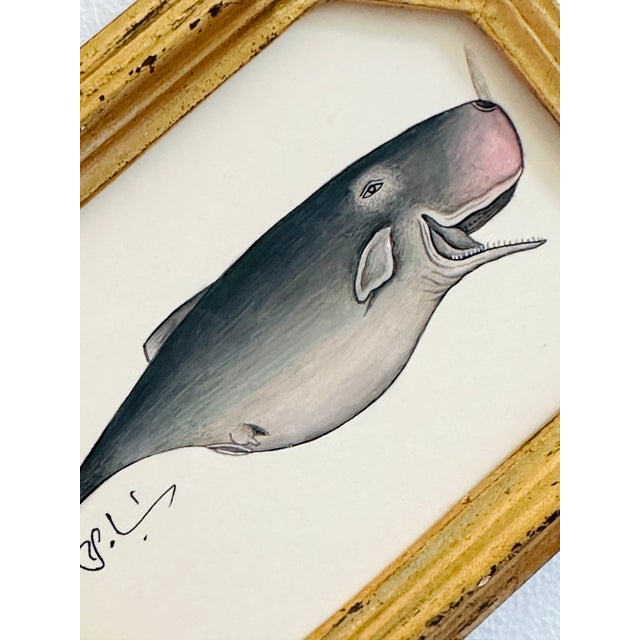 A one-of-a-kind hand-painted painting of a baby whale that is full of whimsy & wonder. This tiny whale is delicately hand-...