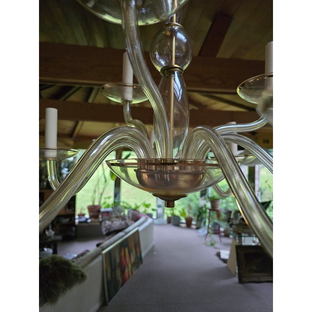 Transparent Vintage Mid Century Modern Murano Style Nos Chandelier For Sale - Image 8 of 10