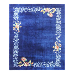 Antique Art Deco Chinese Carpet, Perfect Blue