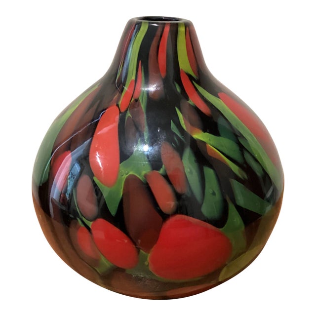 Mid 20th Century Abstract Multicolored Art Glass Vase Murano Style For Sale
