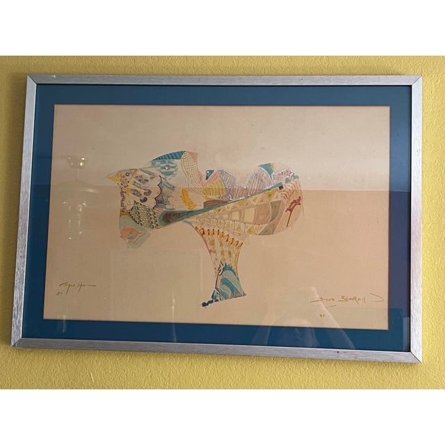1980s Original Framed Abstract Art by Israeli Singer Boaz Sharabi For Sale - Image 10 of 10