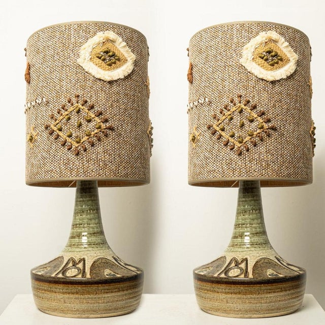 Beautiful ceramic table lamp by , 2022. Noomi backhausen for soholm, denmark 1960s. Combined with a custom lampshade. The...