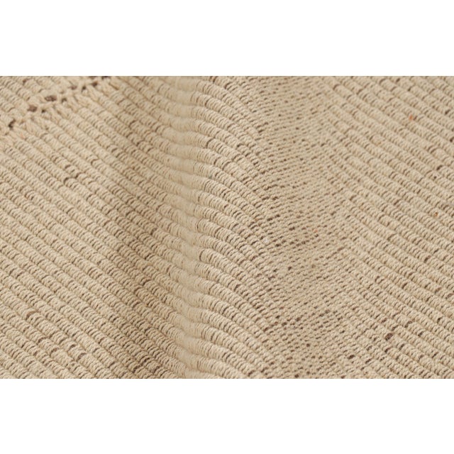 Rug & Kilim’s Oversized Kilim in Beige Textural Stripes and Blue Accents For Sale In New York - Image 6 of 7