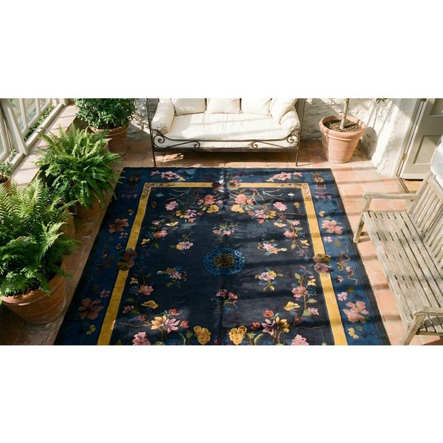 1920s Antique Chinese Art Deco Carpet For Sale - Image 13 of 15