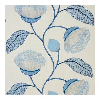 Schumacher Celinda Embroidery Fabric in Blue For Sale