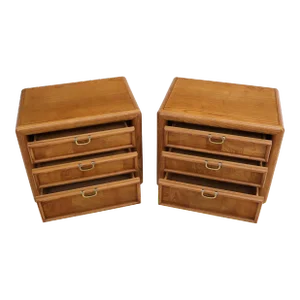 Pair of Broyhill Three Drawer Nightstands End Side Tables
