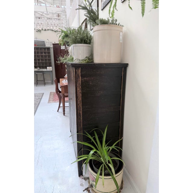 Antique Ebony Painted Linen Cabinet For Sale - Image 10 of 10