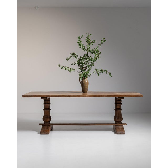 1970s French Brown Oak Refectory Table For Sale - Image 4 of 15