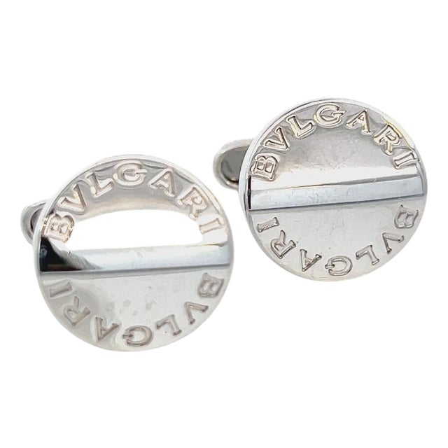 1990s Pair of Bvlgari Estate Sterling Silver Cufflinks 16.24 Grams For Sale