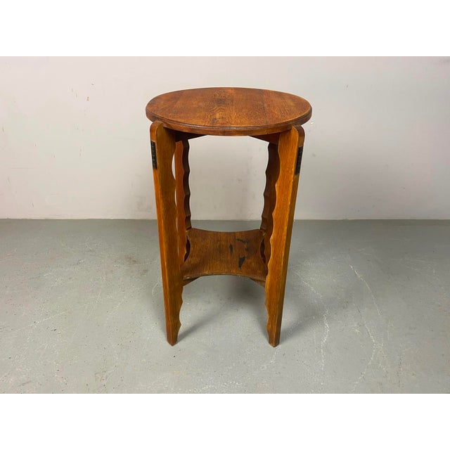 Antique Oak Decorative Side Table / Plant Stand, 1930s. Crafted from solid oak, this charming side table combines elegant...