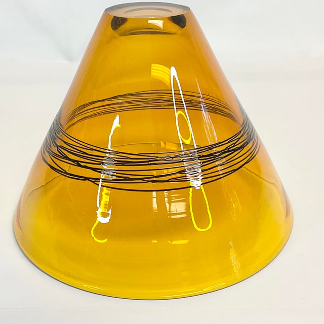 2005 Contemporary Handblown Glass Bowl With Black Spun Accent, Artist Signed, After Murano For Sale - Image 12 of 14