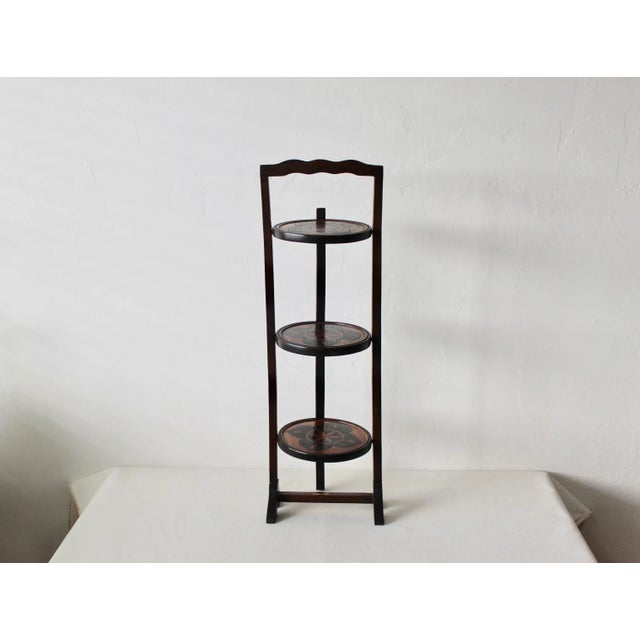 Vintage Mid Century Hand Crafted Wood Three Tier Plate Cake Plant Stand For Sale - Image 9 of 9