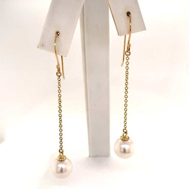 Akoya Pearl Earrings 14 Karat Yellow Gold Certified For Sale - Image 13 of 18