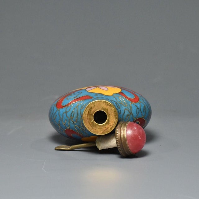 Metal Cloisonne Gourd Snuff Bottle, Enamel on Copper For Sale - Image 7 of 9