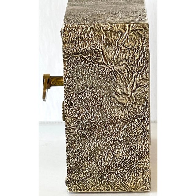 Metal Mid 20th Century Tiffany & Co. Modern Cast Bronze 'Rockwork' Table Clock, Swiss Jeweled Movement For Sale - Image 7 of 13