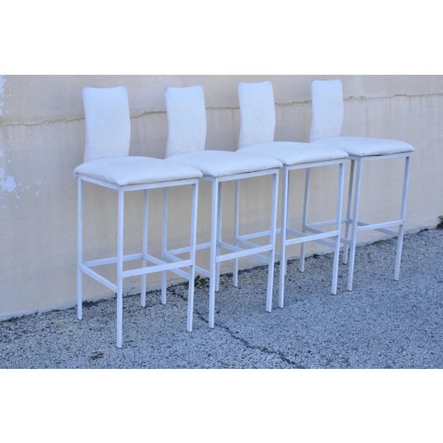 Late 20th Century Minson Ent. Contemporary Modern White Metal Sculpted Barstools Chair - Set of 4 For Sale - Image 12 of 12