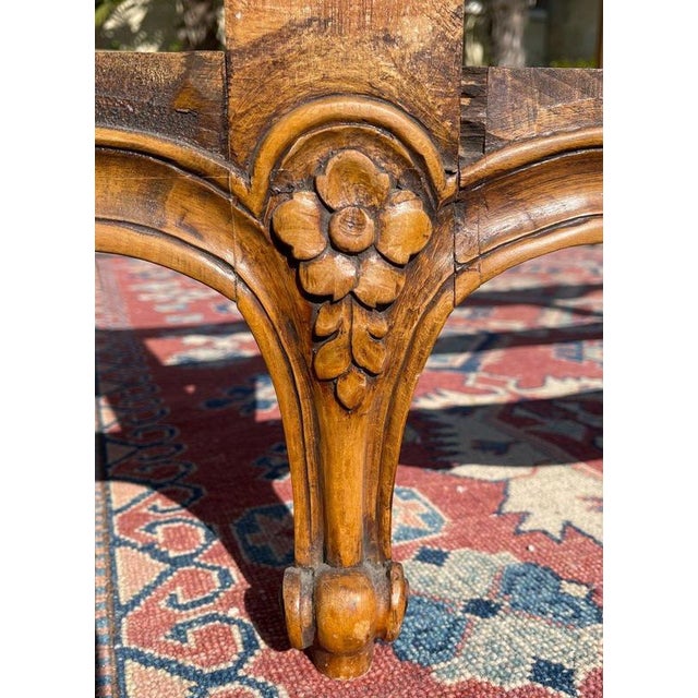 Wood Louis XV Brown Wooden Bed For Sale - Image 7 of 12