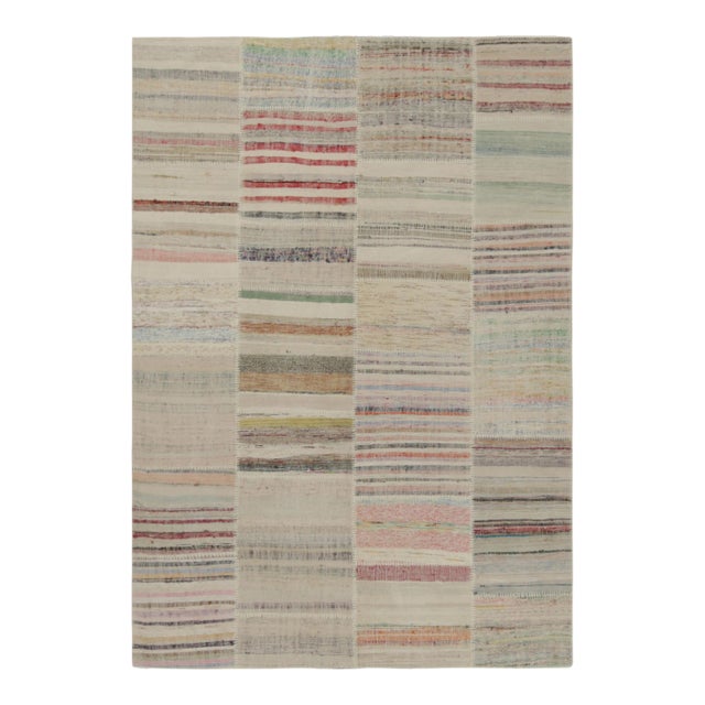 Rug & Kilim’s Patchwork Kilim in Polychromatic Stripes For Sale