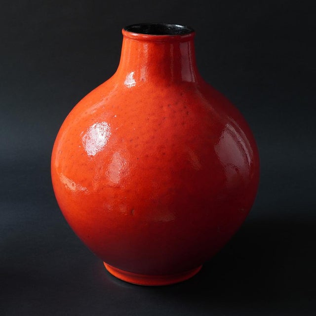 Red Ceramic Floor Vase with Handle by Ludwig Spang Ransbach for Spara, 1960s For Sale - Image 9 of 12