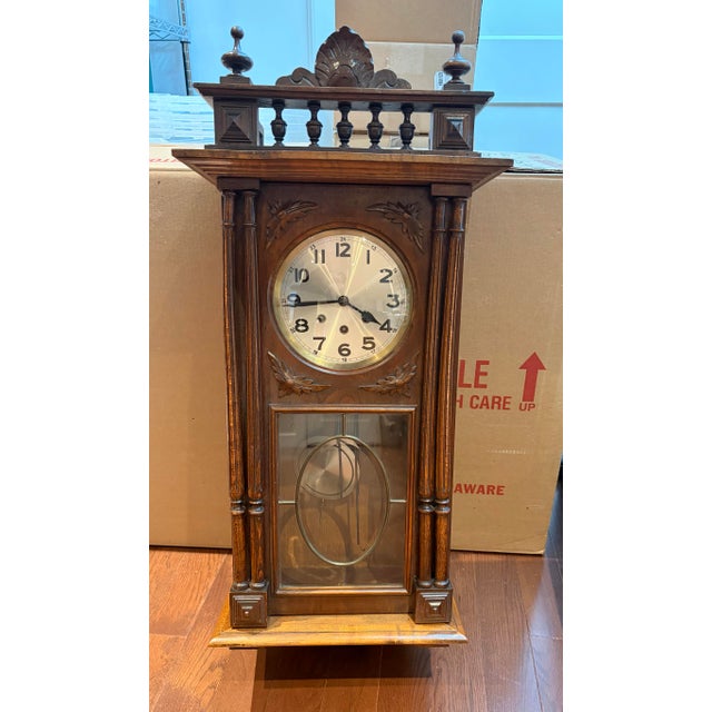 Antique German Regulator Wall Clock W. 24-Hour Dial For Sale - Image 11 of 12
