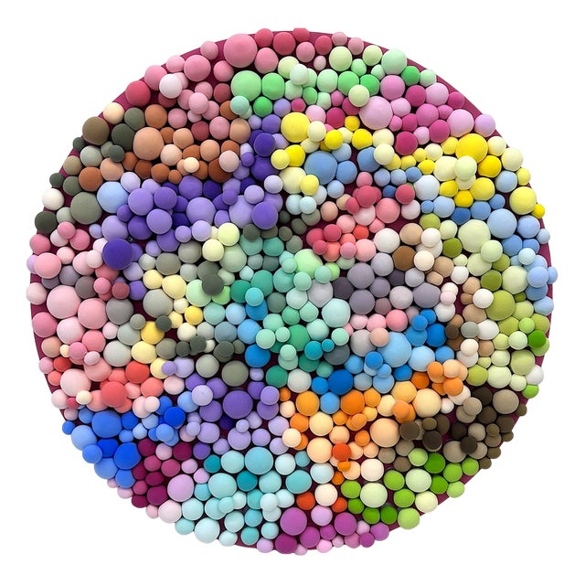 Round Multicolor Relief Wall Sculpture, 2010s For Sale