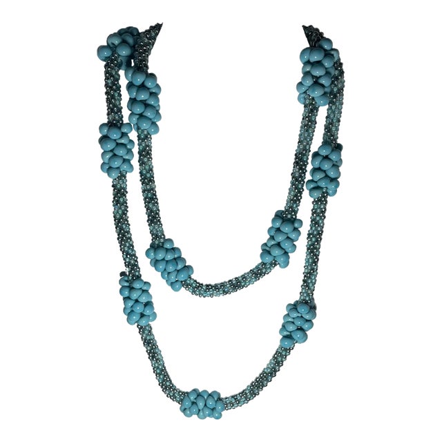 Turquoise Glass African Bead Hope Necklace by Same Sky For Sale