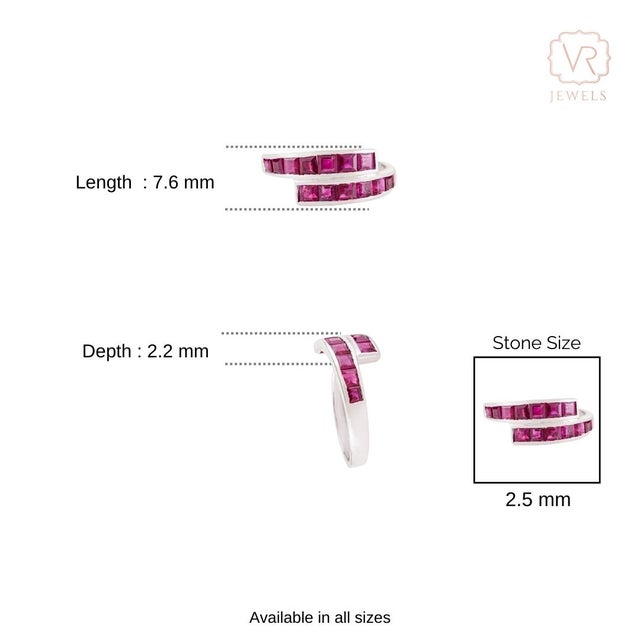 1.91ct Princess Cut Ruby Channel Set Geometric Wrap Bypass Ring Size 5 in 14k Gold For Sale - Image 9 of 14