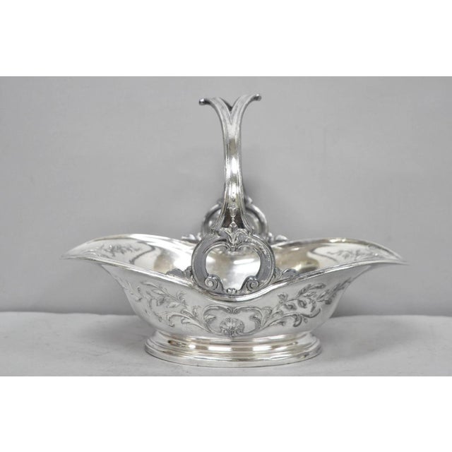Antique Christofle Gallia French Art Nouveau Silver Plated Fruit Basket W Handle For Sale - Image 17 of 17