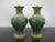 Chinese Cloisonne Green Enamel Flower Gilt Miniature Vase Pair For Sale - Image 4 of 10