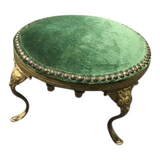 1800's Cambriole Legged Velvet Foot Stool For Sale